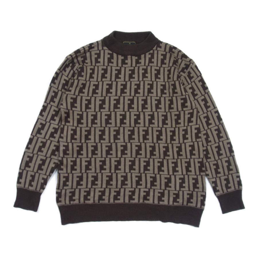 美品✨】フェンディニットズッカ柄総柄ハイネック セーター ブラウン L