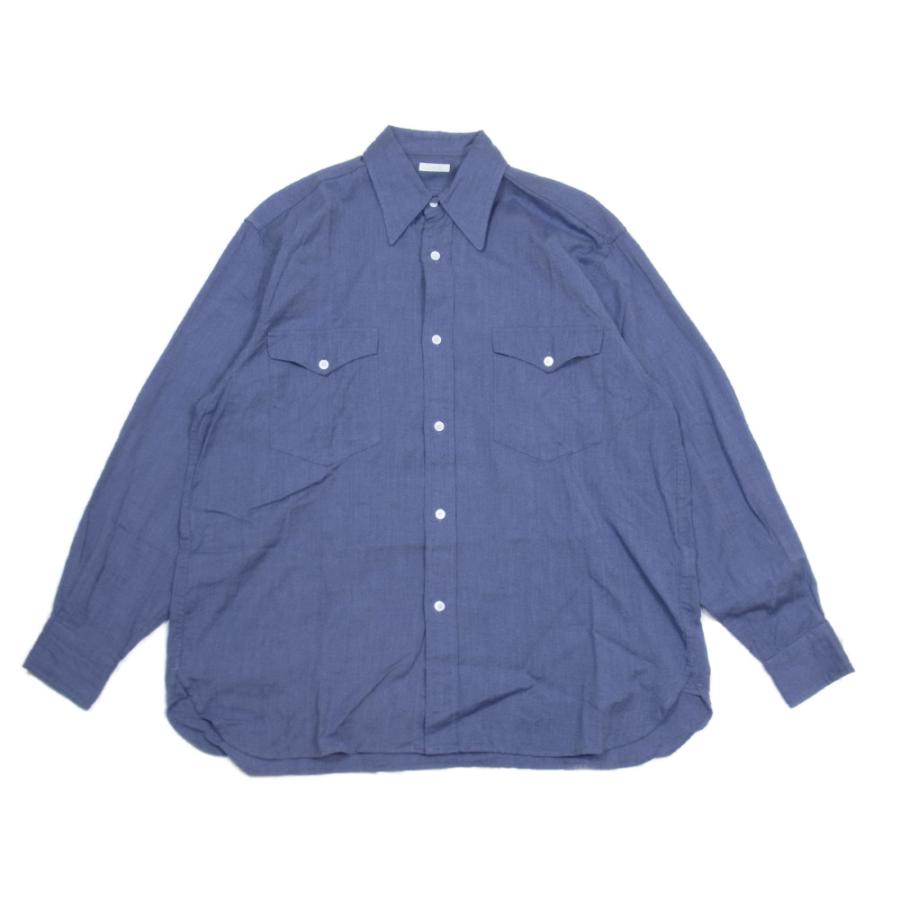 COMOLI コモリ 21AW U03-02005 ヨリ杢 ワーク シャツ ネイビー系 1 