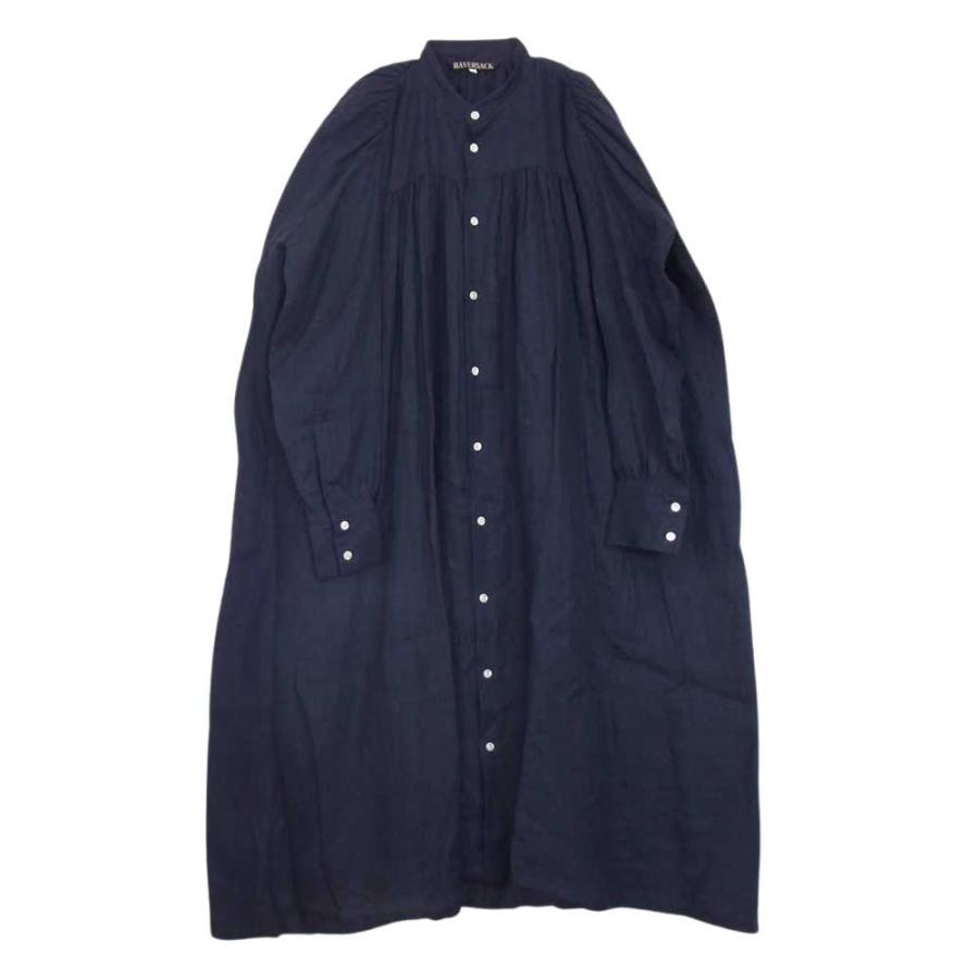 ハバーサック HAVERSACK 622221 Bshop別注 リネン ギャザー ワンピース ネイビー系【中古】 【即決】 |