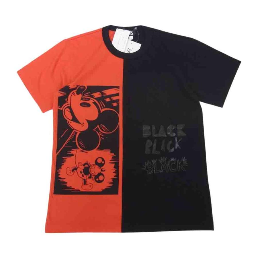 BLACK COMME des GARCONS ブラックコムデギャルソン ミッキー プリント 2トーン Tシャツ S【新古品】【未使用】【中古
