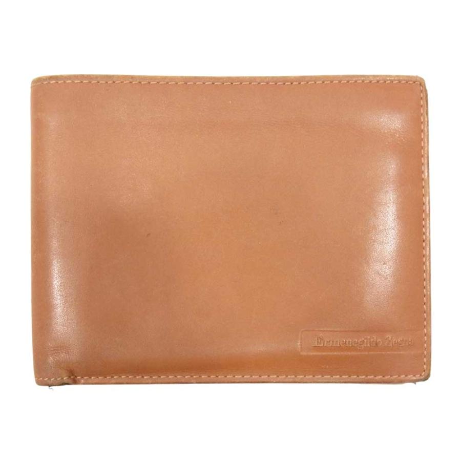 未使用✨　エルメネジルドゼニア 二つ折り財布 レザー ブラウン イタリア製 Ermenegildo Zegna エルメネジルドゼニア レザー ウォレット 二つ折り