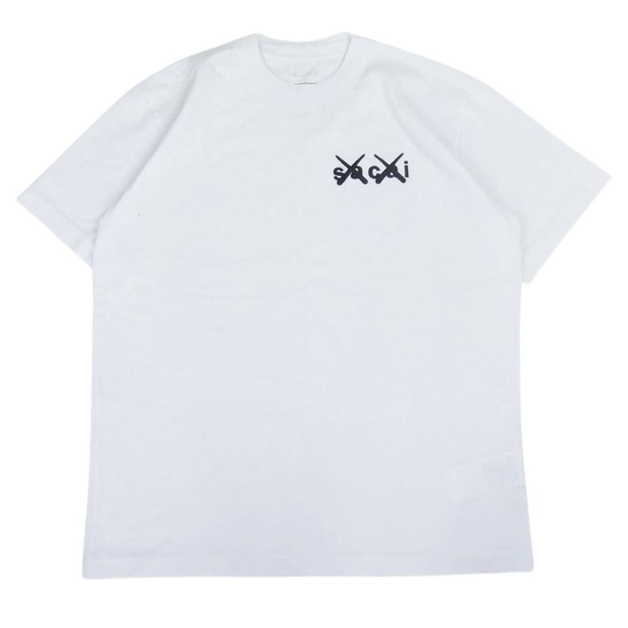 Sacai サカイ 21-0285S × KAWS カウズ ロゴ刺繍 ポケットTシャツ 