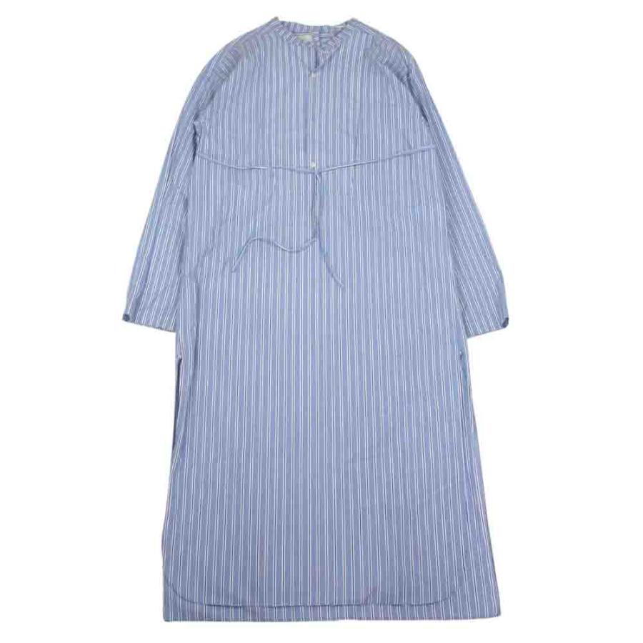 ライト WRYHT BACK-PLACKET BAND COLLER LONG SHIRTS PAJAMA STRIPE 