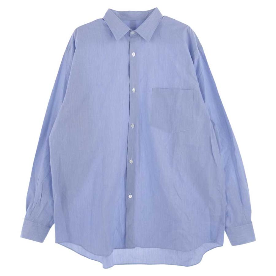 COMOLI コモリ 22AW W03-02001 新型コモリシャツ SAX STRIPE サックス 