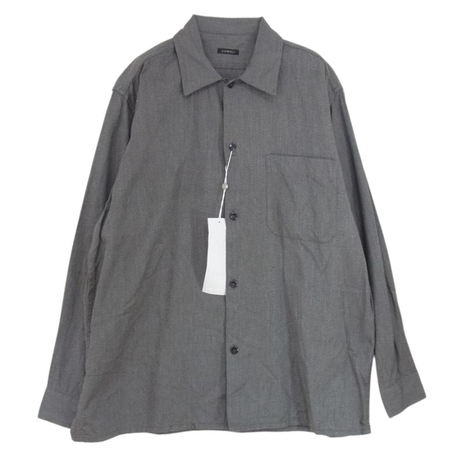 COMOLI コモリ 20AW S03-02005 ヨリ杢 オープンカラー シャツ グレー系  