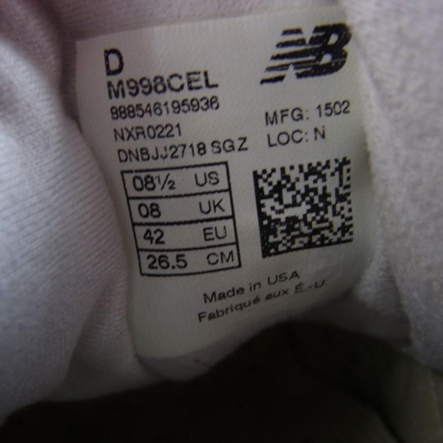 NEW BALANCE ニューバランス M998CEL MADE IN USA アメリカ製 ローカット スニーカー グレー系 26.5cm【中古】｜brand-life｜08