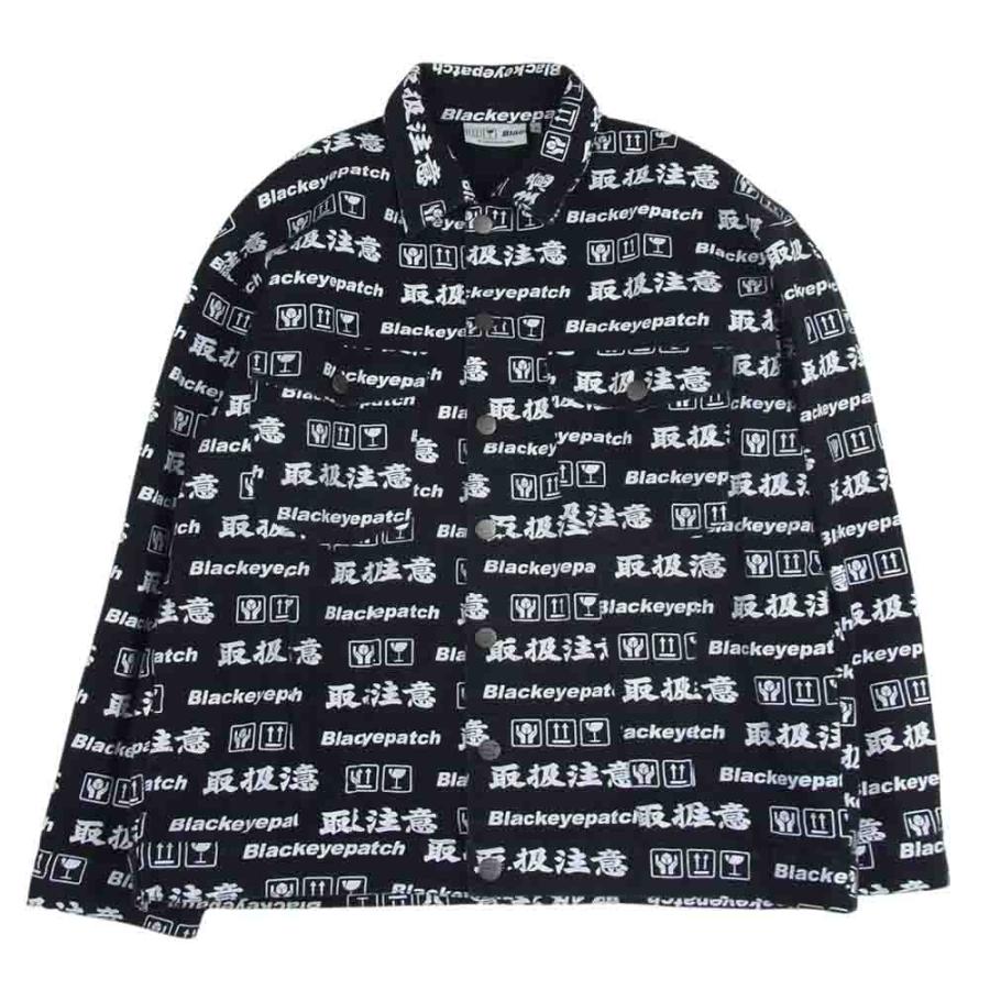 ブラックアイパッチ BLACK EYE PATCH 取扱注意総柄プリント デニム 