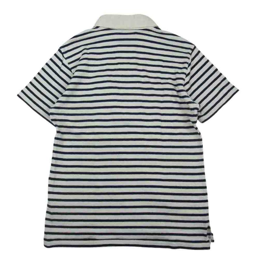 Nigel Cabourn ナイジェルケーボン 8070021020 MARINE POLO コットン リネン 切替えボーダー ポロ 半袖 シャツ ベージュ系 46【中古】｜brand-life｜02