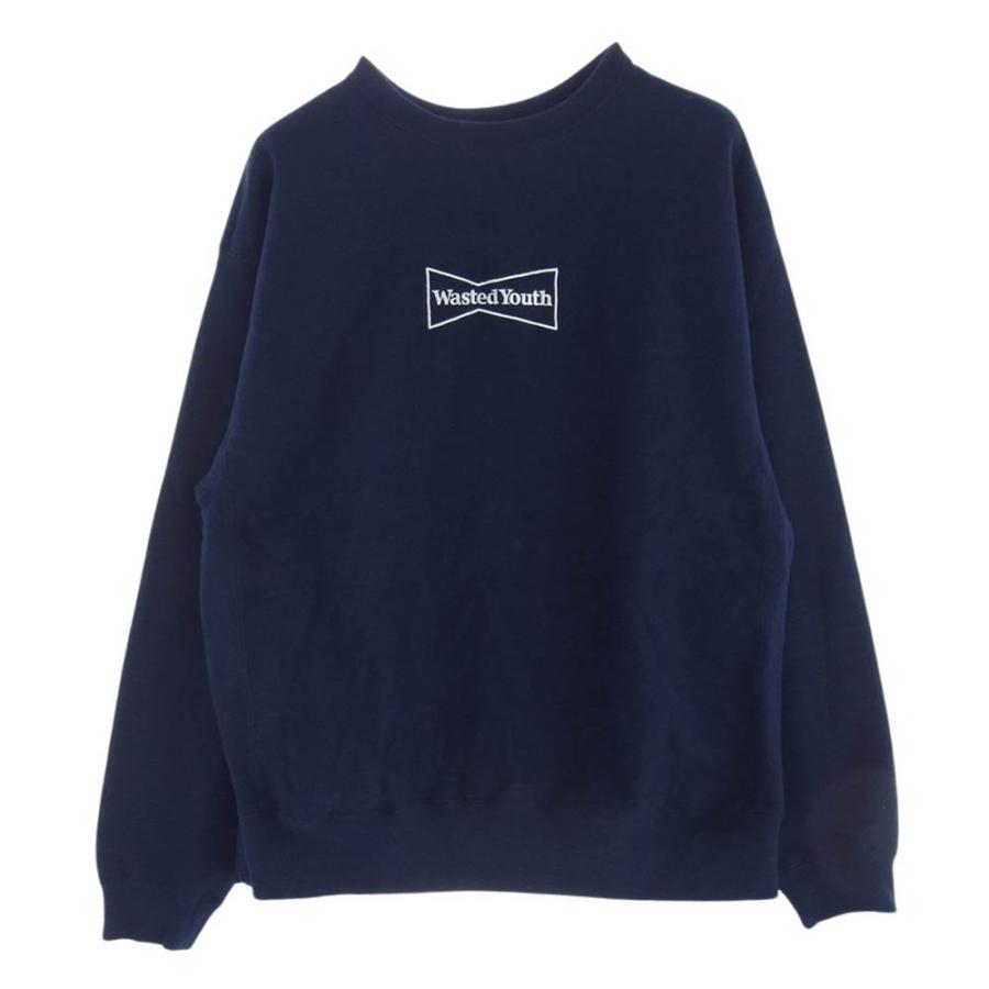 ウエステッドユース Wasted Youth  24SS WY26CS006 HEAVY WEIGHT SWEATSHIRT #2 ヘビーウエイト スウェット トレーナー ロゴ 刺繍 クルーネック 長袖 スウェット ネイビー系 XXL【中古】 ウエステッドユース Wasted Youth 24SS WY26CS006 HEAVY WEIGHT