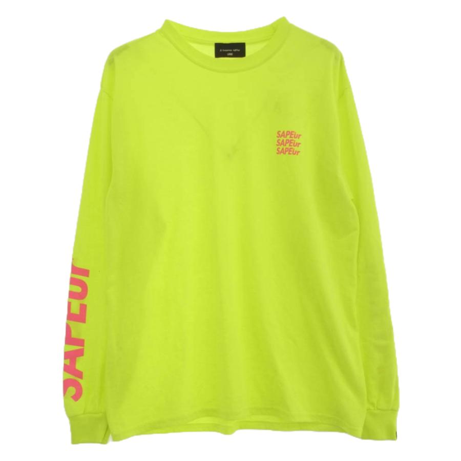 SAPEUR サプール 袖 ロゴ 長袖 Tシャツ イエロー L イエロー系 L【中古 