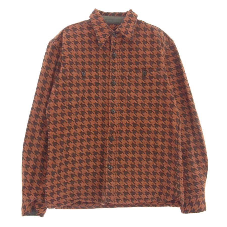 THE FLAT HEAD ザフラットヘッド 千鳥柄 コットン シャツ 長袖 レッド 
