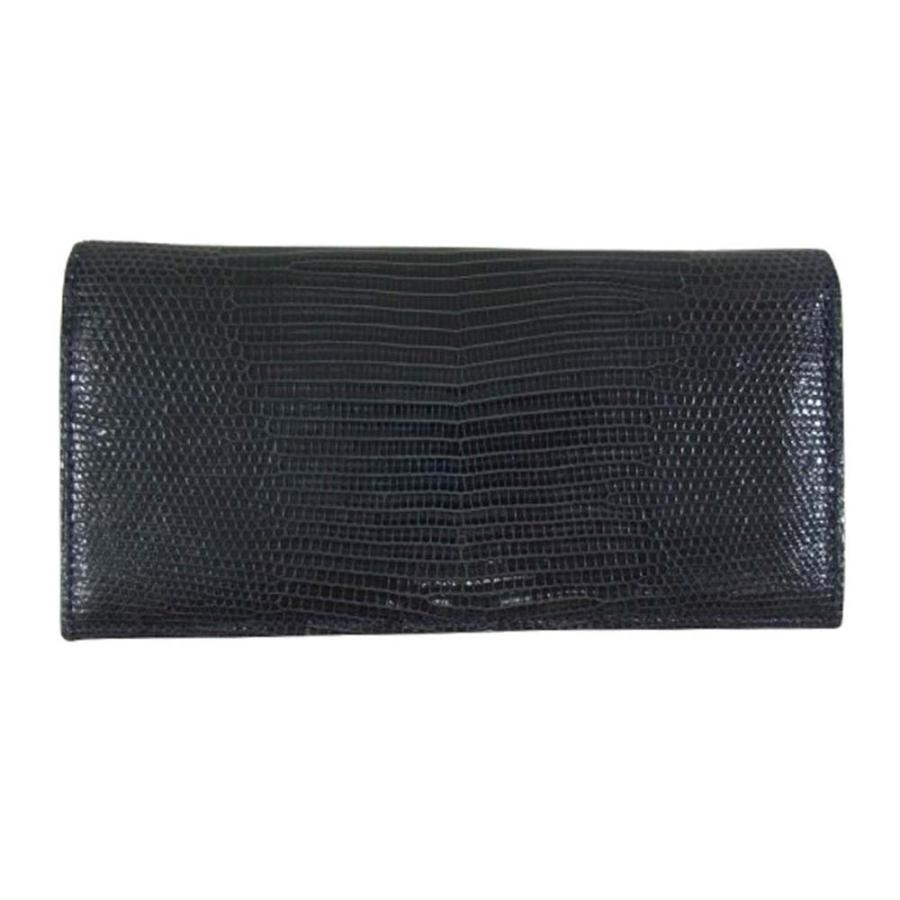 GANZO ネイビー レザー 長財布 廃盤 THIN BRIDLE(シンブライドル) マチ