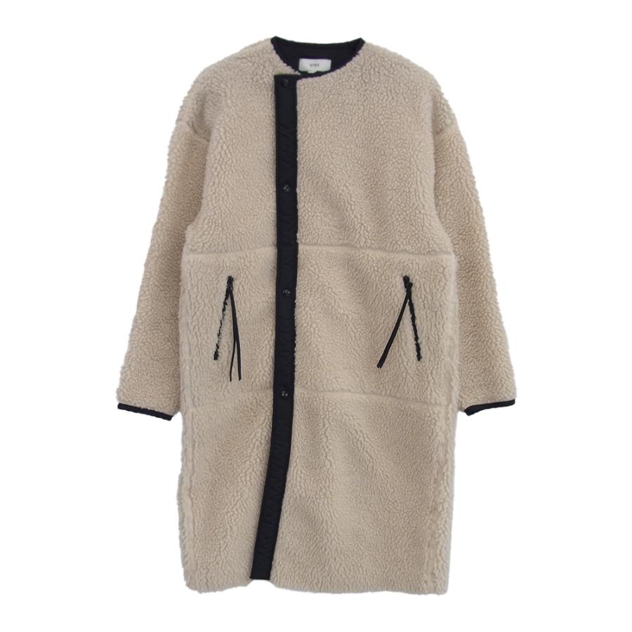 HYKE ハイク 21AW 212-17175 FAUX SHEARLING COAT ノーカラー ボア
