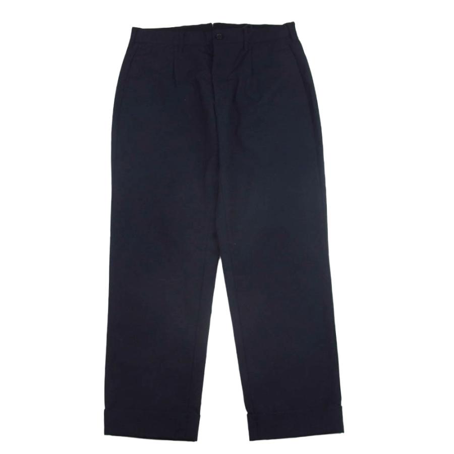 Engineered Garments エンジニアードガーメンツ 1タック 裾ダブル ワイド テーパード スラックスパンツ ネイビー系 M【中古】 Engineered Garments エンジニアードガーメンツ 1タック 裾ダブル