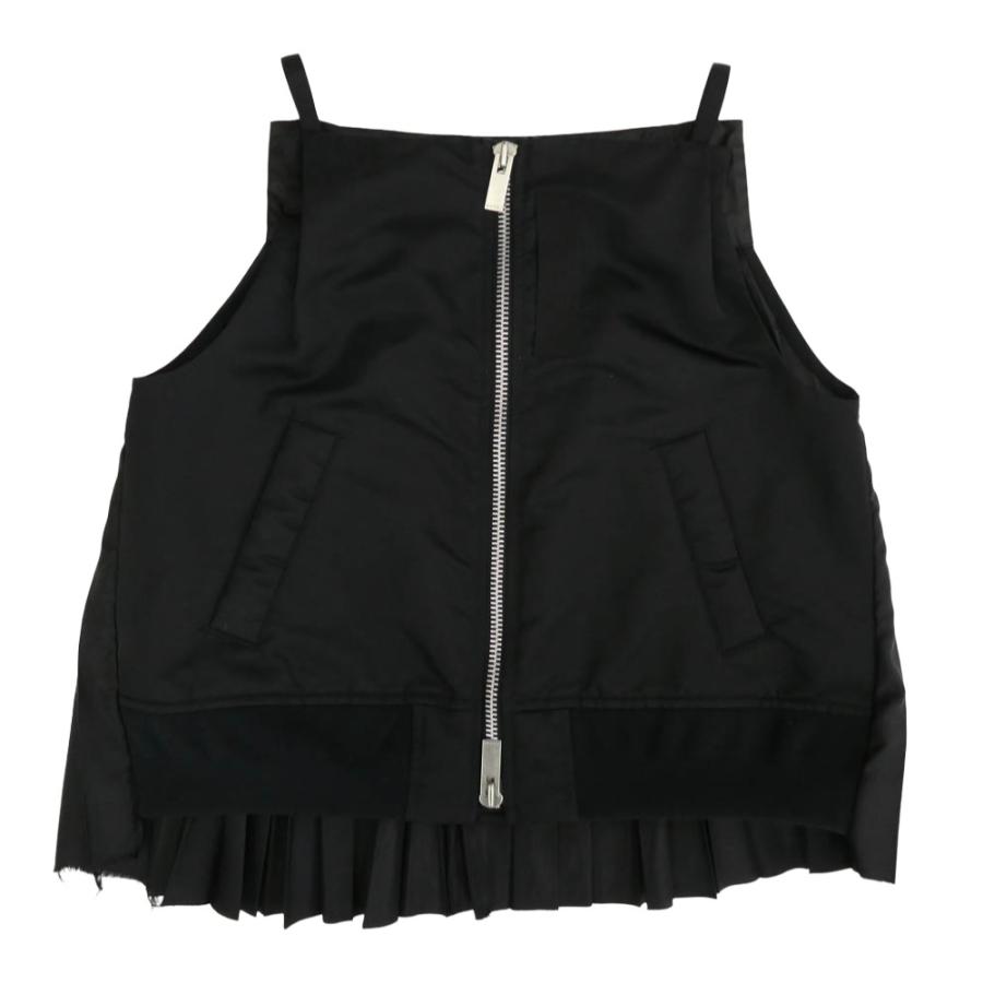 Sacai サカイ 24-07245 Camisole Shirt MA-1ドッキング 異素材切替 バックプリーツ カットソー キャミソール ベスト タンクトップ ブラック系 3【中古】 sacai（サカイ） 24-07245 Camisole Shirt MA-1ドッキング 異素材切替