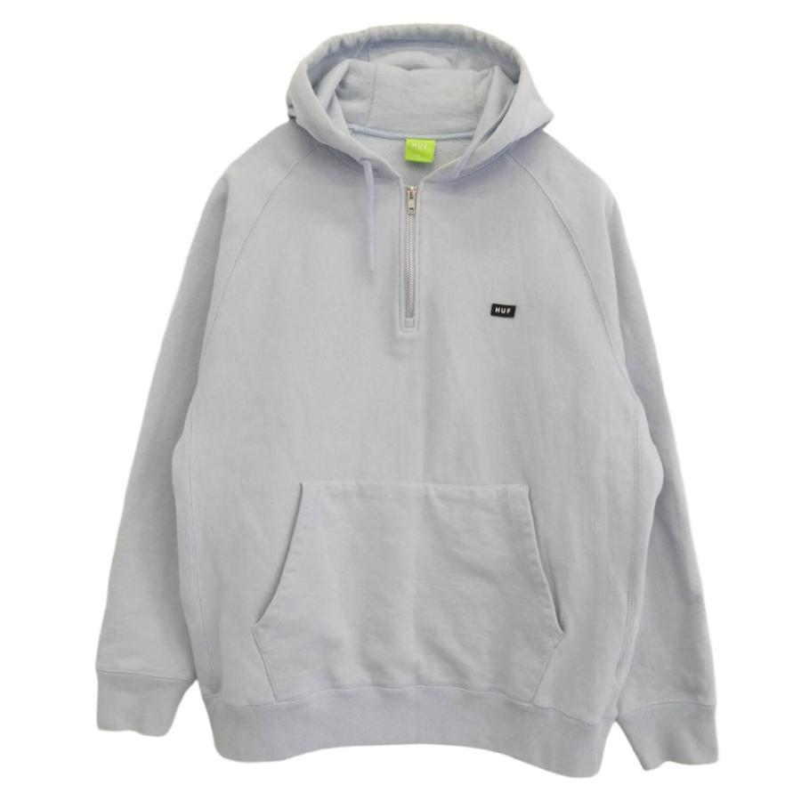 HUF ハフ ハーフジップ ロゴ スウェット パーカー ライトブルー系 XL 