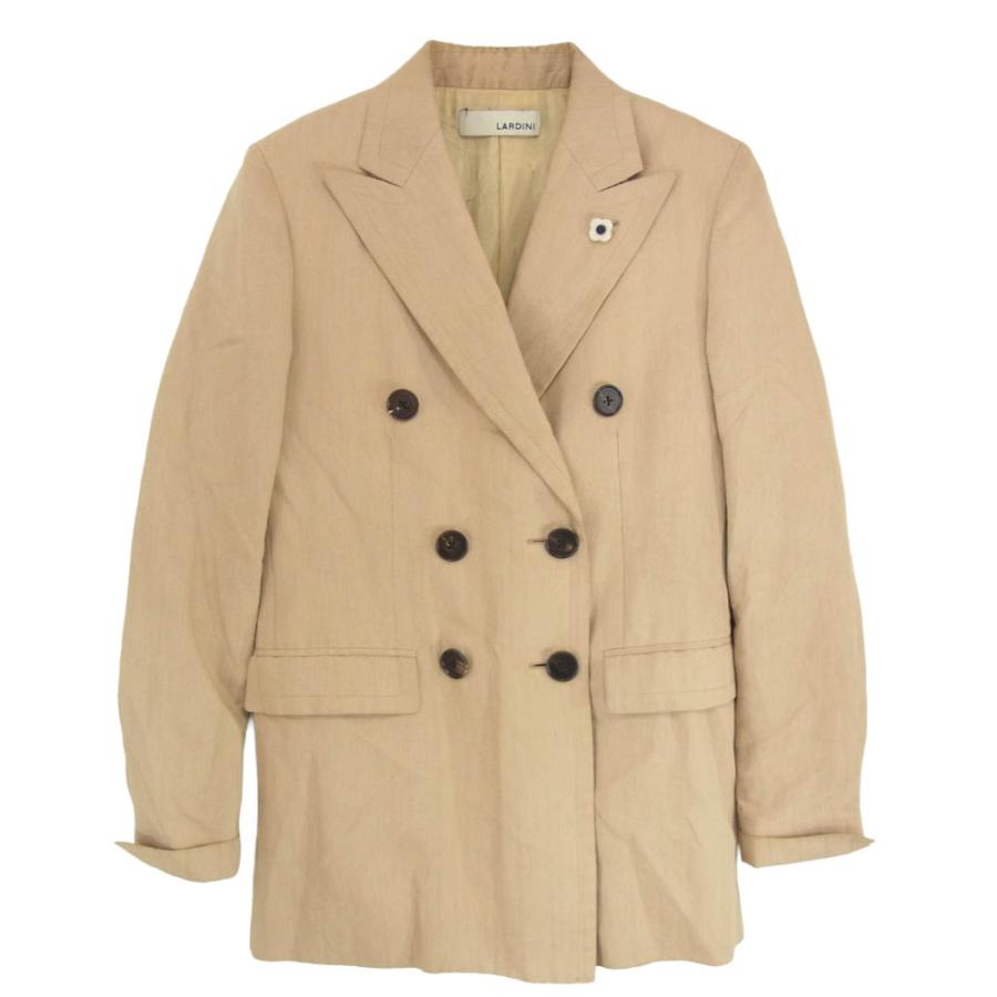 LARDINI コーデュロイ ダブルブレストジャケット ベージュ LARDINI（ラルディーニ） ブートニエール ダブルブレスト ピークド