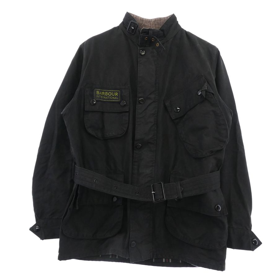 Barbour バブアー 70s 英国製 INTERNATIONAL JACKET 1crest 1ワラント AEROファスナー 黒生地 黒ボタン インターナショナル オイルド ジャケット ブラック系 サイズ表記なし【中古】 Barbour（バブアー） Barbour 70s 英国製 INTERNATIONAL JACKET 1crest