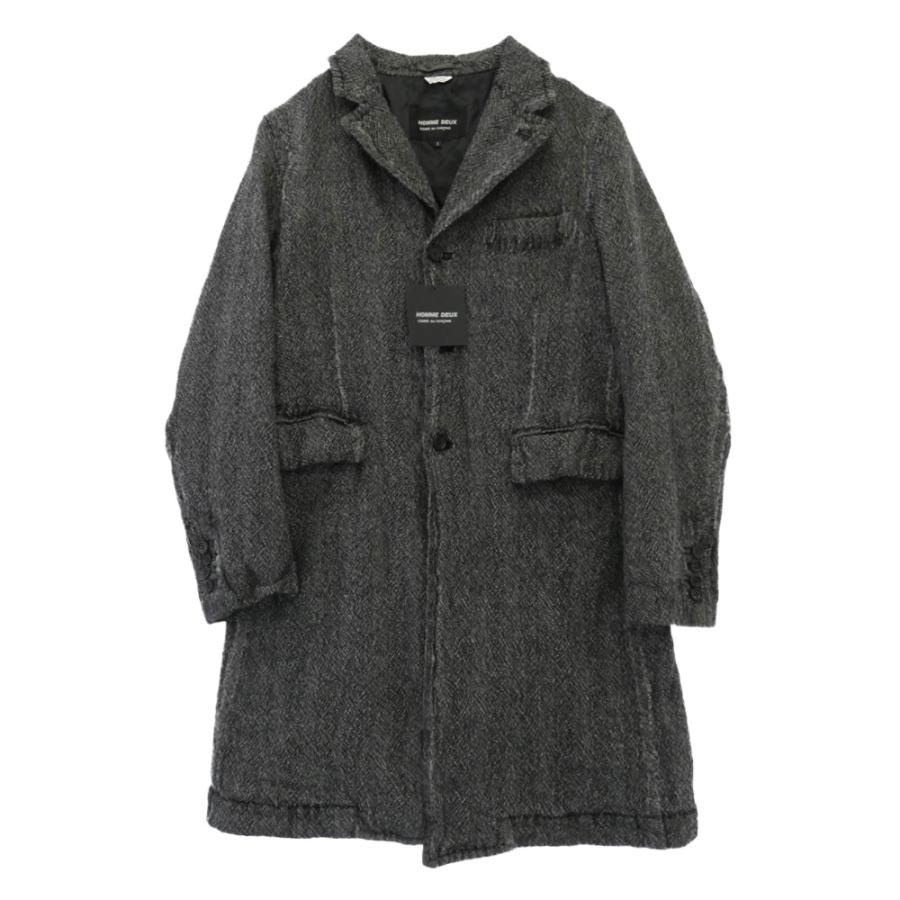 COMME des GARCONS HOMME DEUX コムデギャルソンオムドゥ 25AW DP-C001-051 製品加工 ウールサージ チェスターコート グレー系 S【極上美品】【中古】 COMME des GARCONS HOMME DEUX コムデギャルソンオムドゥ 25AW DP-C001
