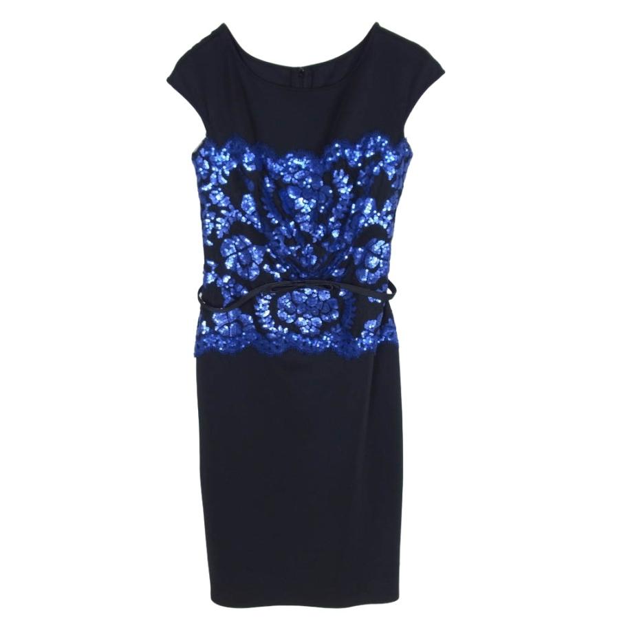 TADASHI SHOJI タダシショージ ワンピース 中古(やや傷や汚れあり) TADASHI SHOJI タダシショージ スパンコール ベルテッド ワンピース ドレス ブラック系 8【中古】