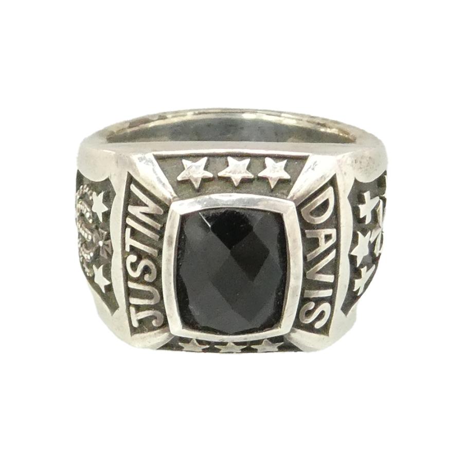 Justin Davis ジャスティンデイビス SRF110 MARSHAL Ring マーシャルリング オニキス クラウン クロス ロゴ リング 約18.5号【中古】 JUSTIN DAVIS（ジャスティンデイビス） SRF110 MARSHAL Ring
