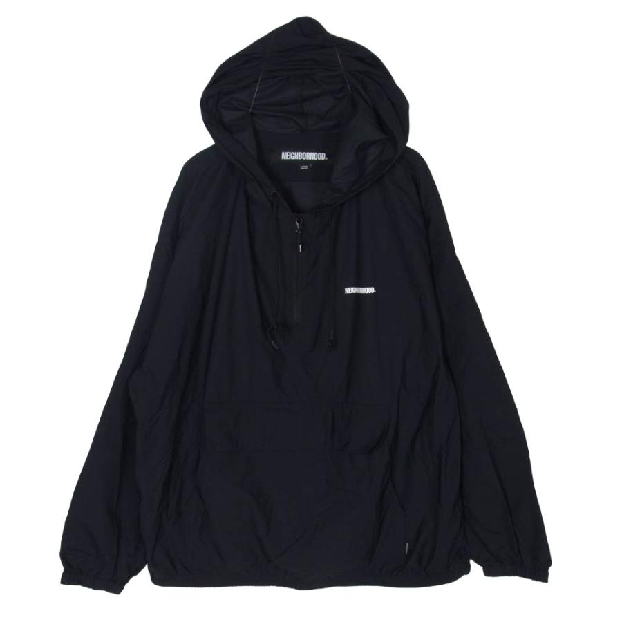 NEIGHBORHOOD ネイバーフッド 22AW 222TSNH-JKM02 ANORAK JK.NY アノラック ジャケット ロゴ プルオーバー ナイロン パーカー アウター ブラック系 L【中古】 NEIGHBORHOOD（ネイバーフッド） 22AW 222TSNH-JKM02 ANORAK JK.NY