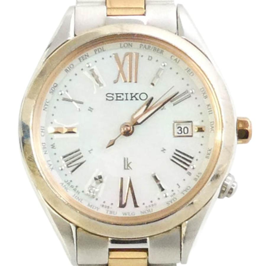 美品　セイコー ルキア 電波ソーラー チタン 1B35-0AA0 腕時計　ダイヤ SEIKO（セイコー） 1B35-0AA0 LUKIA ルキア ホワイトシェル チタン