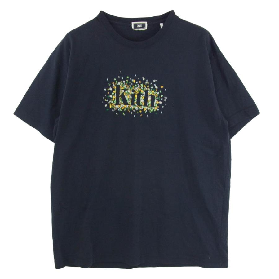 KITH 花柄刺繍ダークグレーシャツ M KITH キス KHM031011 Meadow Serif Tee 花柄 ロゴ プリント コットン
