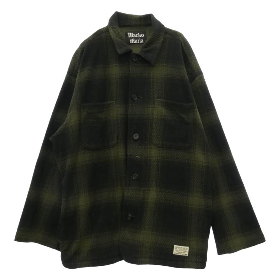 WACKO MARIA ワコマリア 23AW CHECK FLEECE SHIRT JACKET チェック フリース 長袖 シャツ ジャケット モスグリーン系 L【中古】 WACKO MARIA（ワコマリア） 23AW CHECK FLEECE SHIRT JACKET チェック