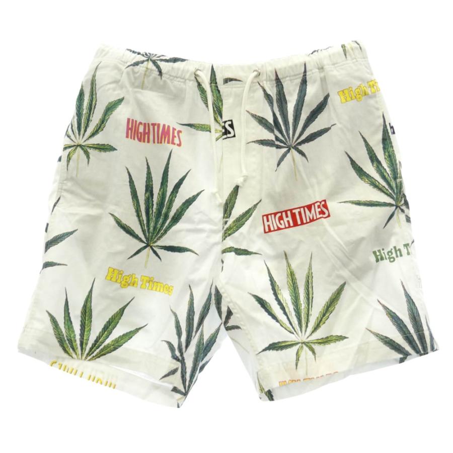WACKO MARIA ワコマリア HIGHTIMES-WM-PT02 HIGHTIMES MARIJUANA SWIMMING SHORTS ハイタイムズ 総柄 ショーツ ショートパンツ ホワイト系 L【中古】 WACKO MARIA（ワコマリア） HIGHTIMES-WM-PT02 HIGHTIMES MARIJUANA