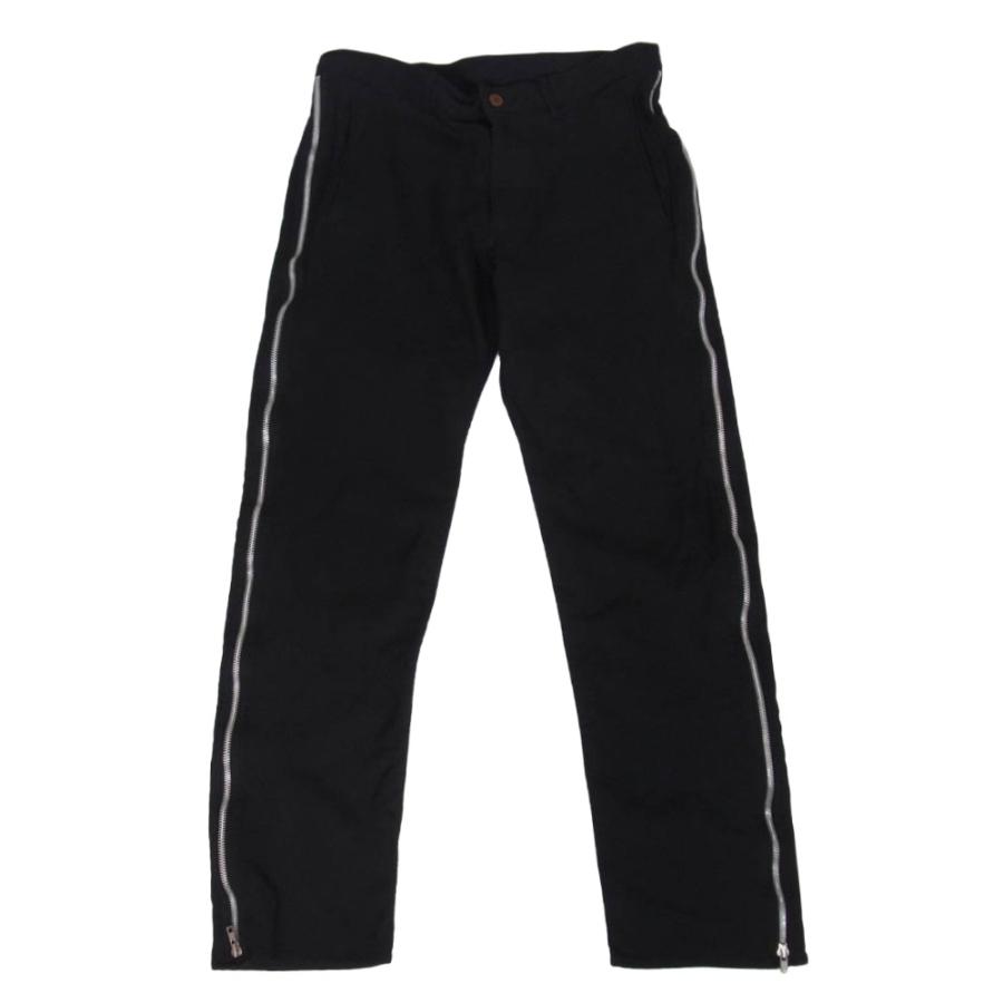 BLACK COMME des GARCONS ブラックコムデギャルソン 24SS 1M-P003 製品後加工 エステルギャバジン サイドジップ パンツ ブラック系 L【中古】 BLACK COMME des GARCONS ブラックコムデギャルソン 24SS 1M-P003 製品