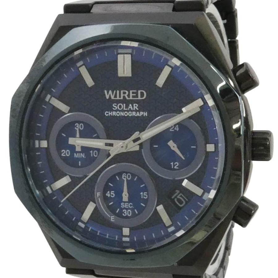 SEIKO セイコー VR42-KMH0 WIRED ワイアード ソーラー クロノグラフ 腕時計 ブラック系 ブルー系【中古】 SEIKO（セイコー） VR42-KMH0 WIRED ワイアード ソーラー クロノグラフ