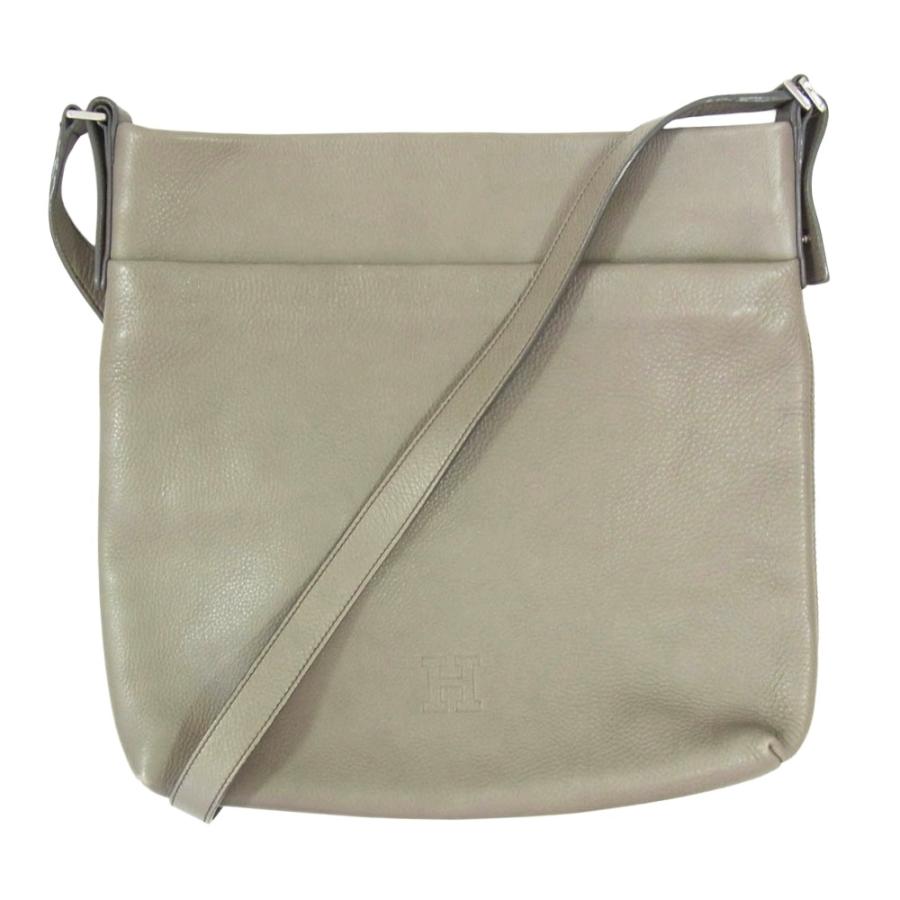 ✨美品✨ ヒロフ ハンドバッグ ワンショルダーバッグ 2way スクエア レザー ヒロフ HIROFU 2WAY スクエア レザー ショルダーバッグ グレー系【中古