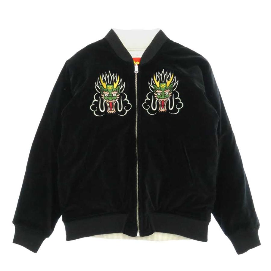 CREAM SODA クリームソーダ 別注 フライングドラゴン ベロア リバーシブル スカジャン ブラック系 L【中古】 クリームソーダ（CREAM SODA） 別注 フライングドラゴン ベロア