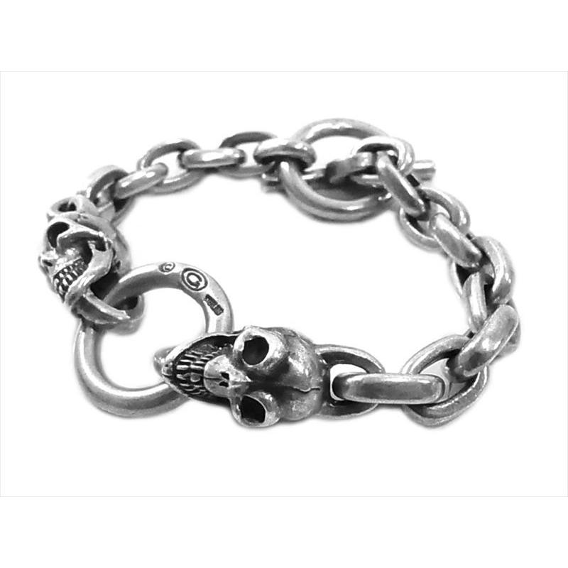 数々の賞を受賞 ブレスレット ガボール ガボール 中古 シルバー ブレスレット 円筒バー リンク チェーン キャスト 2スカル 縦割れ Link Chain Cast Skull Double Gaboratory ガボラトリー Gabor メンズアクセサリー Savannah Osc Com
