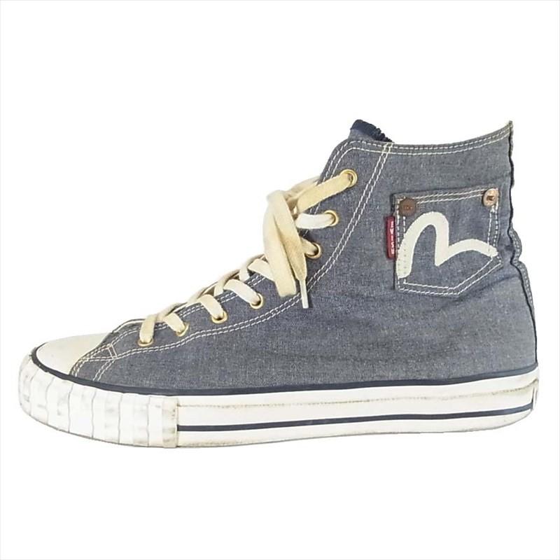 EVISU エヴィス ハイカット シャンブレー キャンバス ロゴ スニーカー 