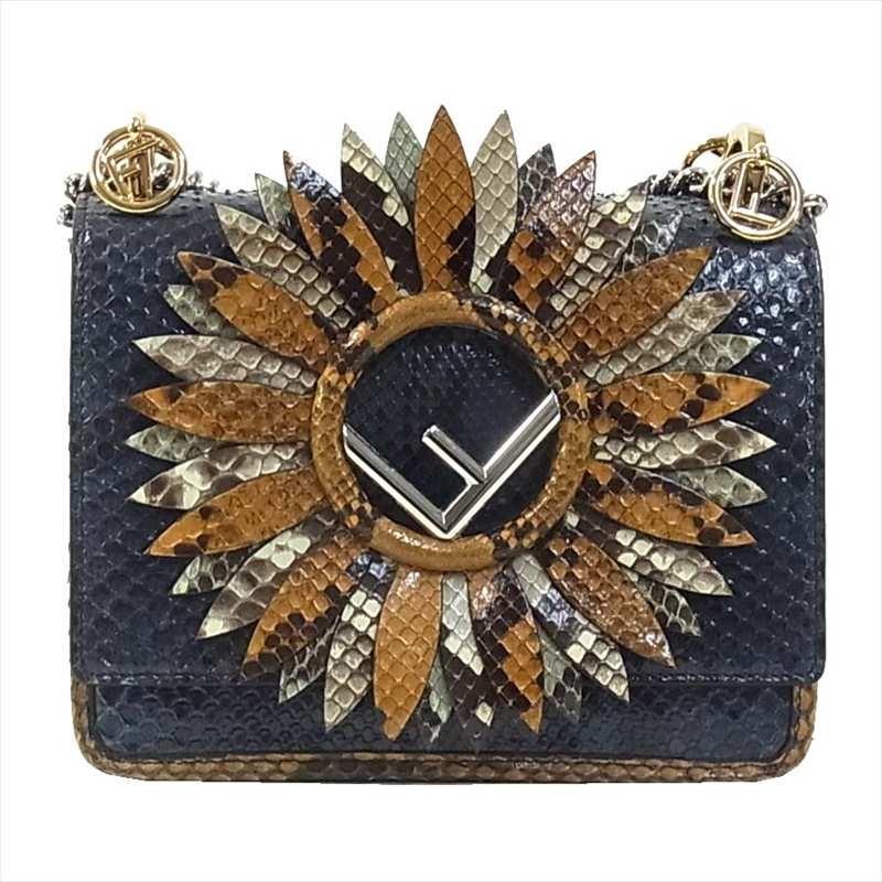 美品 フェンディ FENDI キャナイエフ パイソン チェーンショルダーバッグ