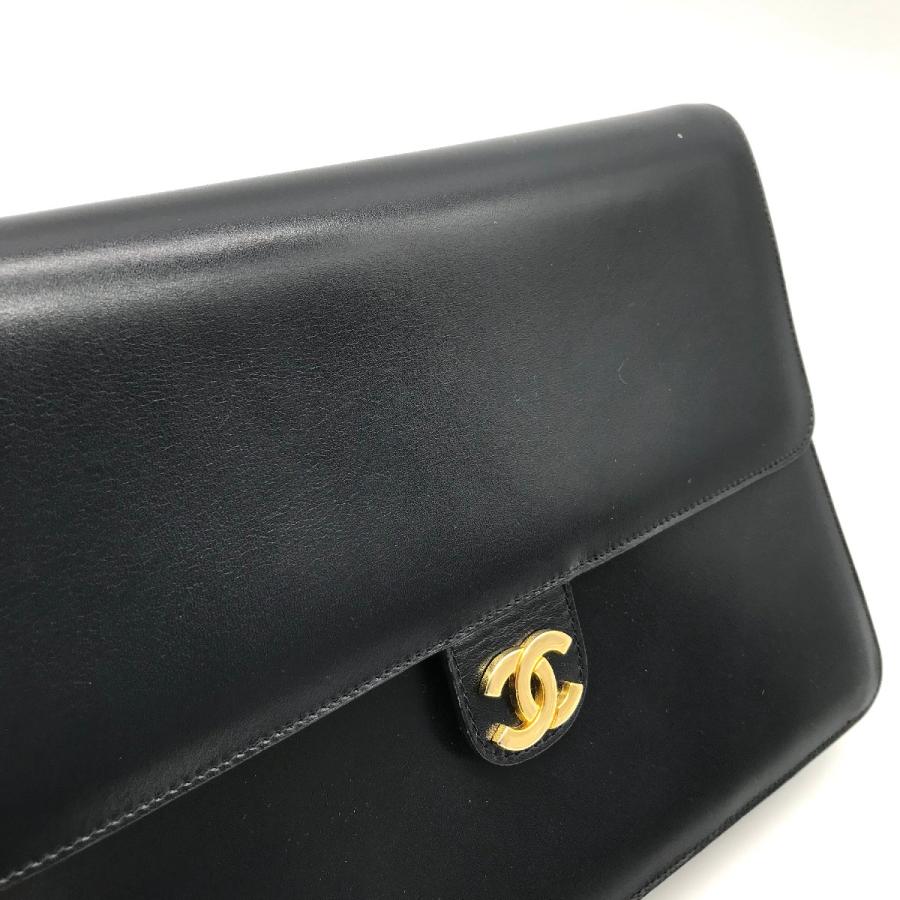 美品 CHANEL シャネル ココマーク カーフ プッシュロック チェーン ショルダー バッグ ネイビー a1003 CHANEL - 美品 CHANEL シャネル ココマーク カーフ プッシュロック