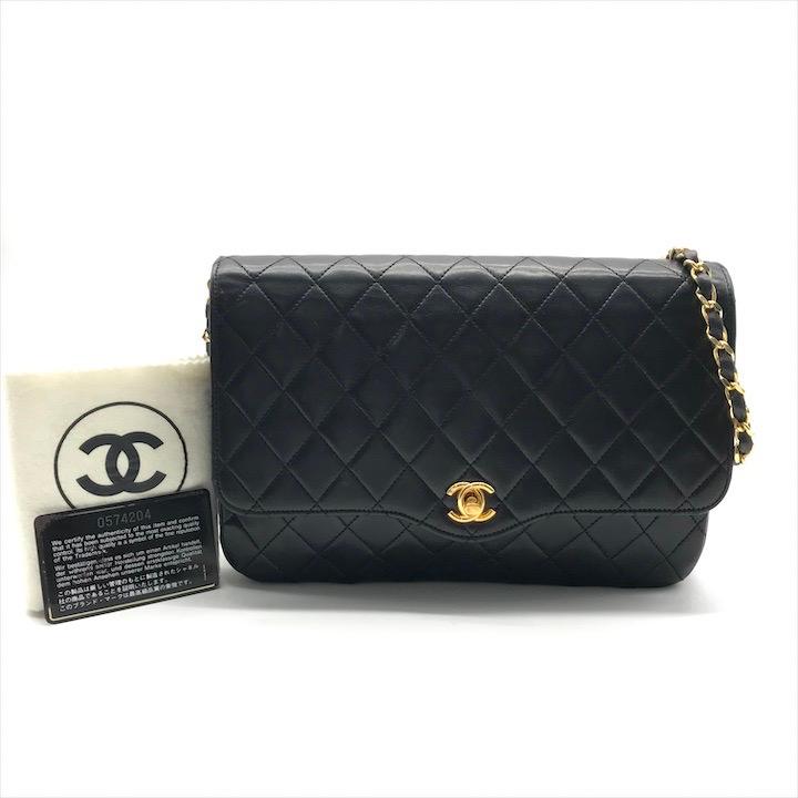 美品 CHANEL シャネル ココマーク ターンロック ラムスキン マトラッセ