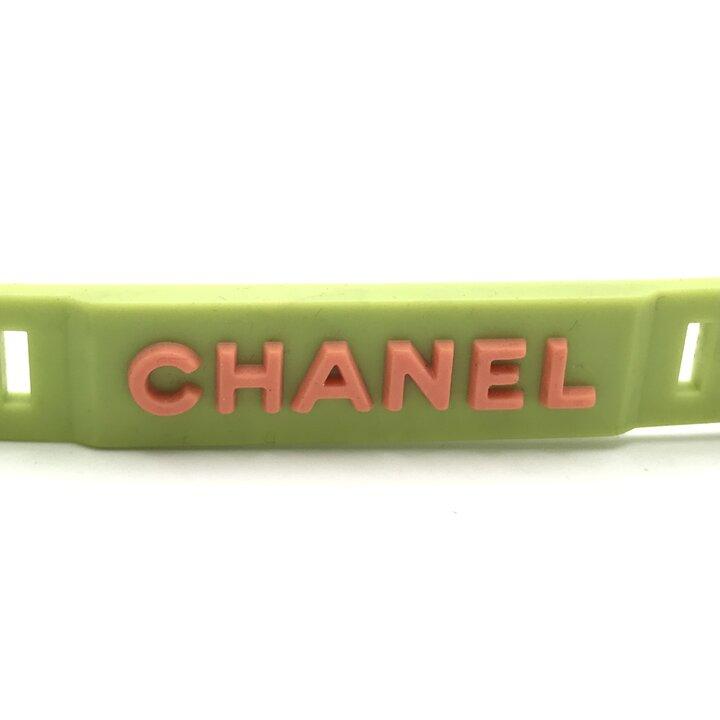 良品 CHANEL シャネル ラバー ブレスレット アクセサリー グリーン