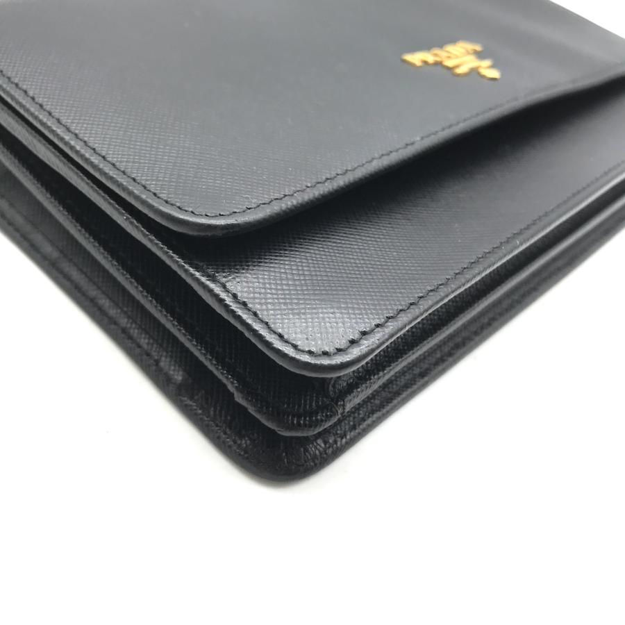 美品 PRADA プラダ 2WAY ロゴ 型押し サフィアーノ ショルダー ウォレット バッグ ブラック a2599｜brand-msfam555｜04