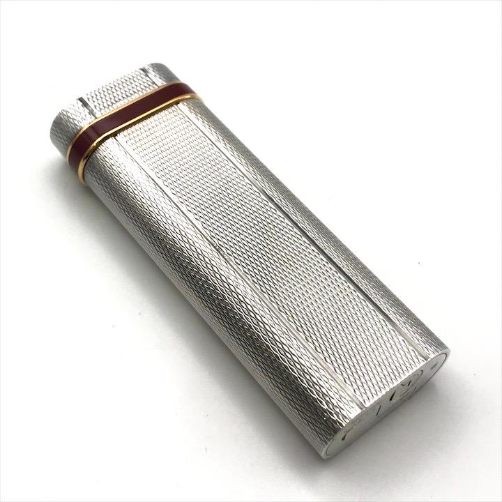 美品 Cartier カルティエ ガスライター ローラー式 シルバー 総柄 ボルドー ゴールド 喫煙具 煙草グッズ 着火良好 箱付き a4164_2