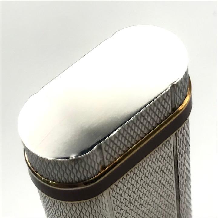 美品 Cartier カルティエ ガスライター ローラー式 シルバー 総柄 ボルドー ゴールド 喫煙具 煙草グッズ 着火良好 箱付き a4164_4