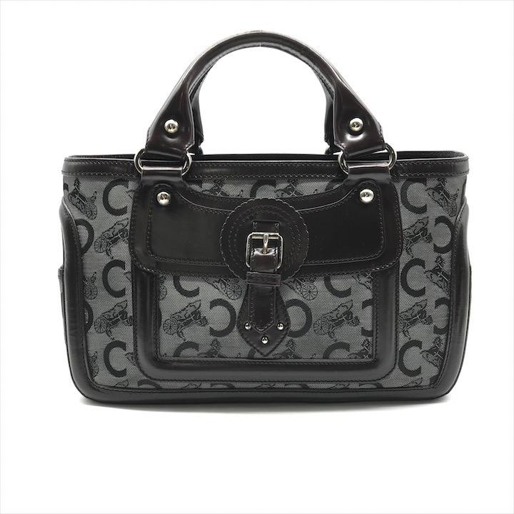 美品◎CELINE セリーヌ チェーンバッグ ホースキャリッジ 紺 イタリア製 良品 CELINE セリーヌ ホース キャリッジ シグネチャー ハンド トート