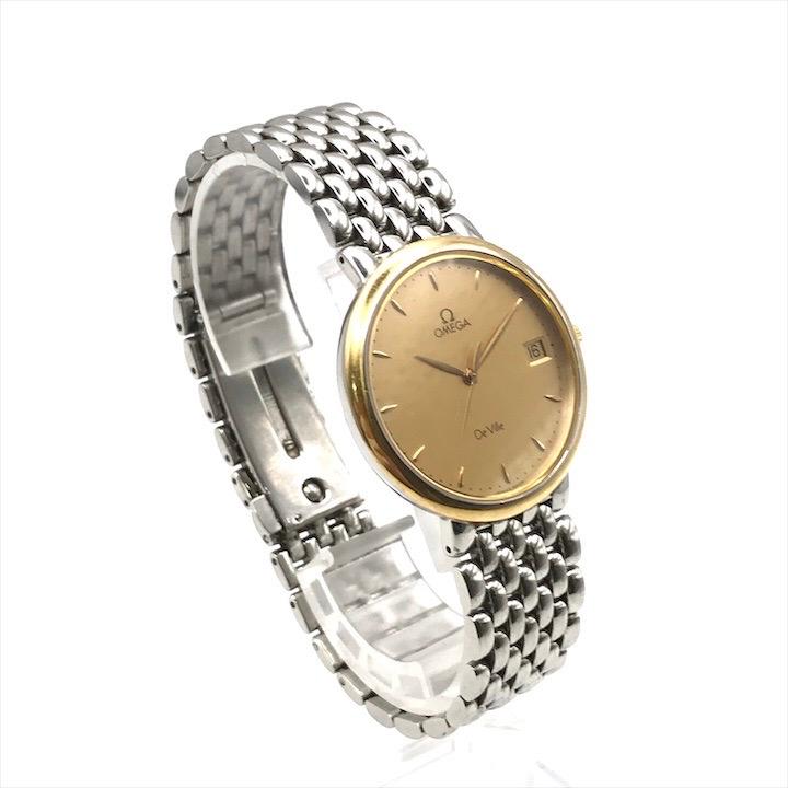 良品 OMEGA オメガ デビル ゴールド文字盤 クオーツ メンズ 腕時計 