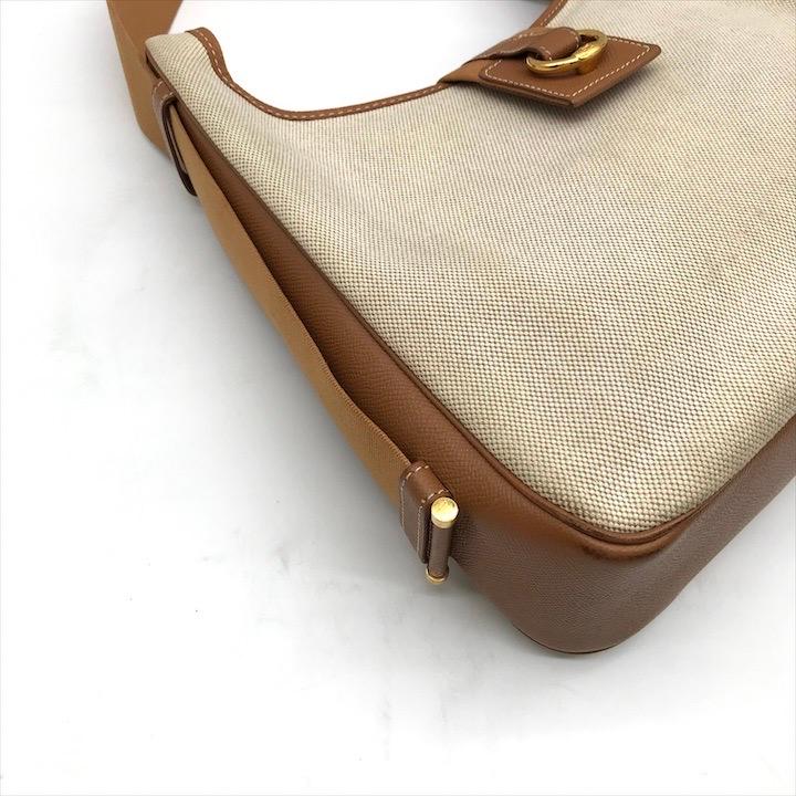 良品 HERMES エルメス トワルアッシュ レザー キャンバス ヴィンテージ