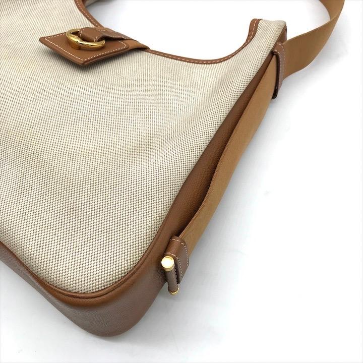 良品 HERMES エルメス トワルアッシュ レザー キャンバス ヴィンテージ
