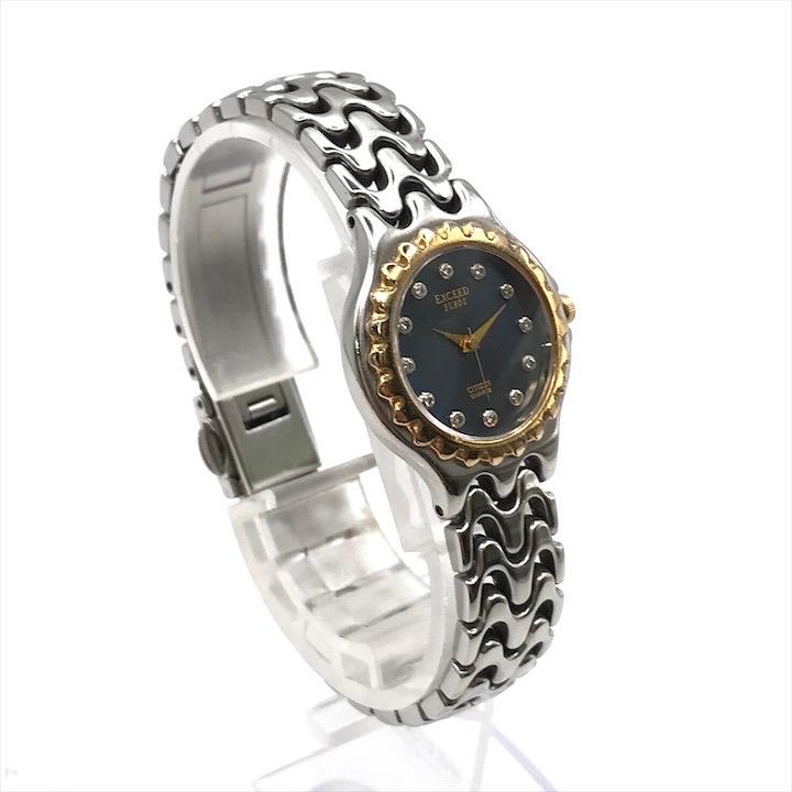 美品 CITIZEN シチズン エクシード 12P ダイヤ レディース 腕時計 