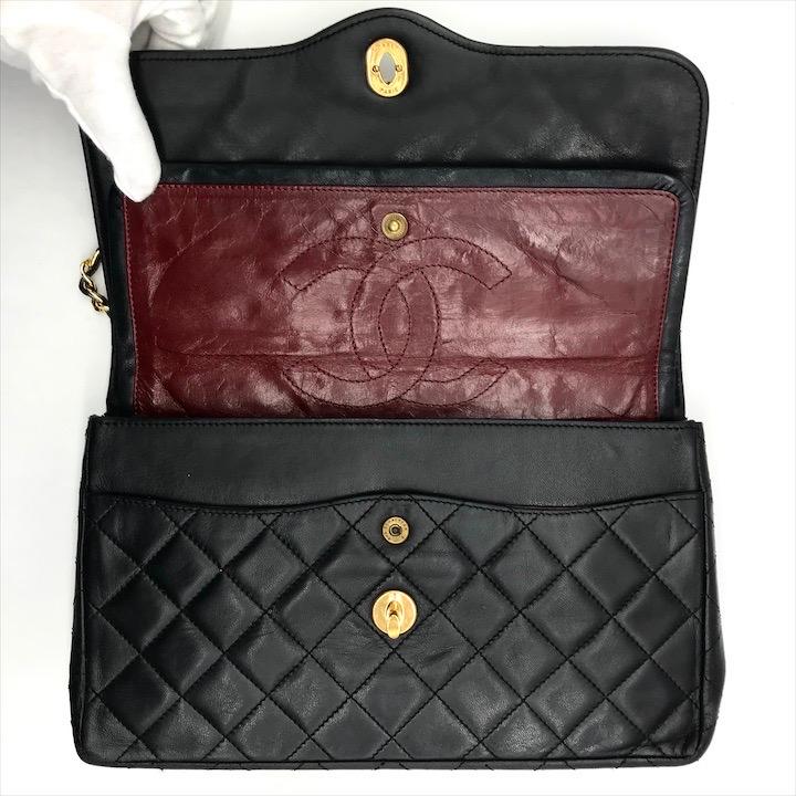 良品 CHANEL シャネル ココマーク マトラッセ ラムスキン パリ限定 
