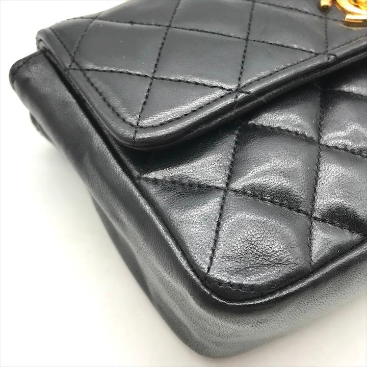 シャネル ミニ マトラッセ ラムスキン ココマーク チェーン ショルダー バッグ 良品 CHANEL シャネル ココマーク ミニ マトラッセ ターンロック